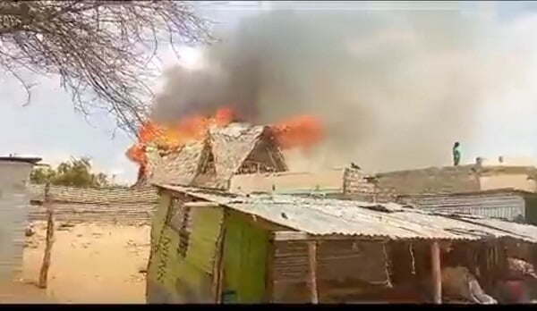 Safari Hotel in Lokichar area, Turkana County on fire